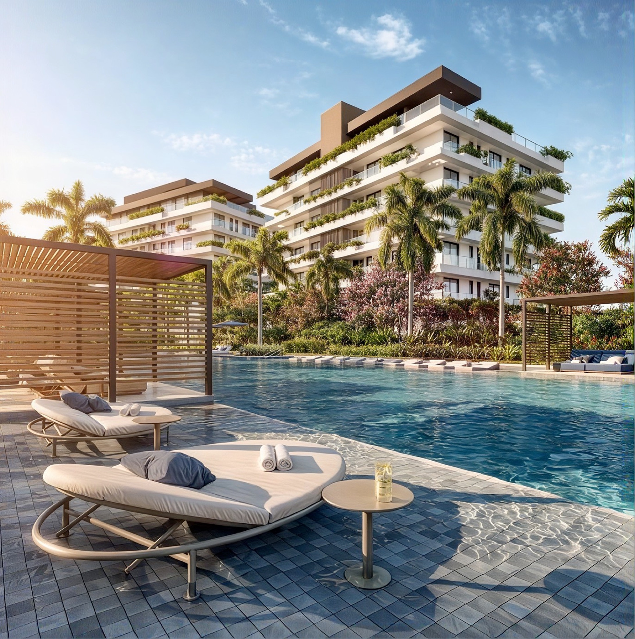 Deck molhado com day beds